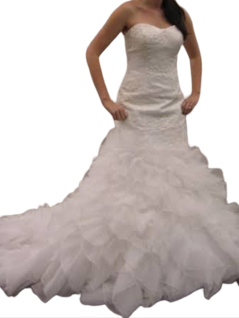 Galina Signature Mermaid Wedding Dress in Ivory with Ruffled Organza Skirt